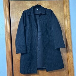 Eileen Fisher Black Quilted Button-Front Coat